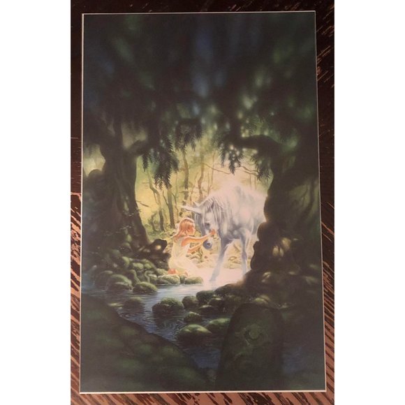 Unicorn & Little Girl Fantasy Fine Art Print Picture 15"x9.5" - Picture 2 of 3
